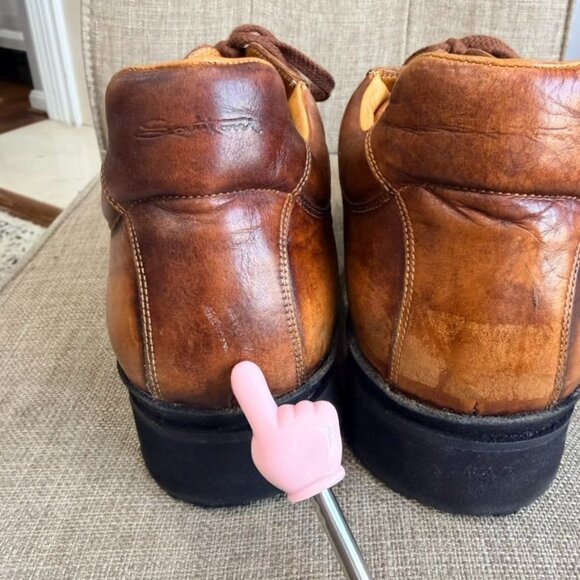 Santoni Club Leather Low-Top Oxford Sneakers – Brown (Size 10) - Picture 12 of 13